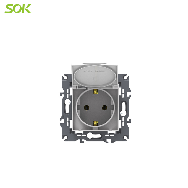 Single Schuko Power Outlet w/Lid - Image 2