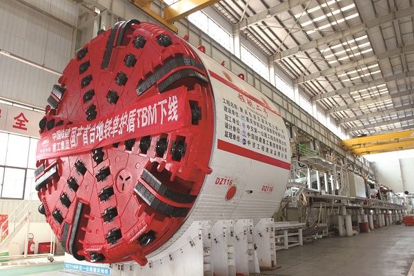 Single shield TBM machine during underground tunnel excavation