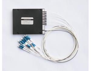 Close-up of fiber optic coupler cable management