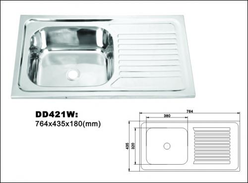 Stainless Steel Kitchen Sink with Drainboard