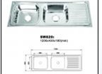 Double Bowl Stainless Steel Kitchen Sink with Drainboard