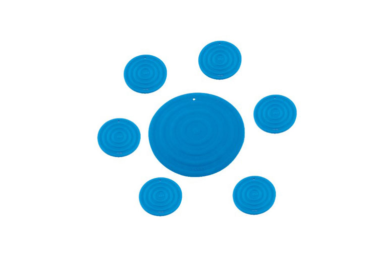 Silicone Trivet and Hot Pad Set - Blue, Concentric Design