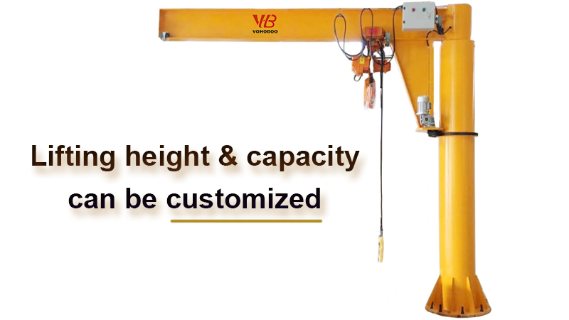 Slewing jib crane in an industrial setting