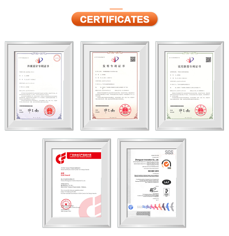 Collection of quality and design certificates