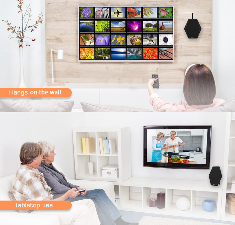 Versatile installation options including wall-mount and tabletop setup.