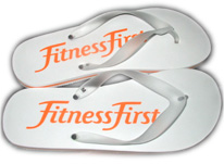White Flip-Flop Slippers with Orange Logo