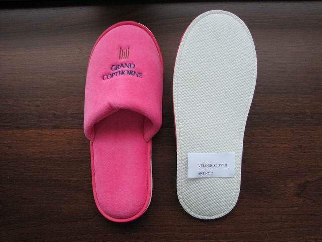 Pink Velour Hotel Slipper