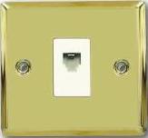 Single Port Data Wall Plate with Polished Brass Finish
