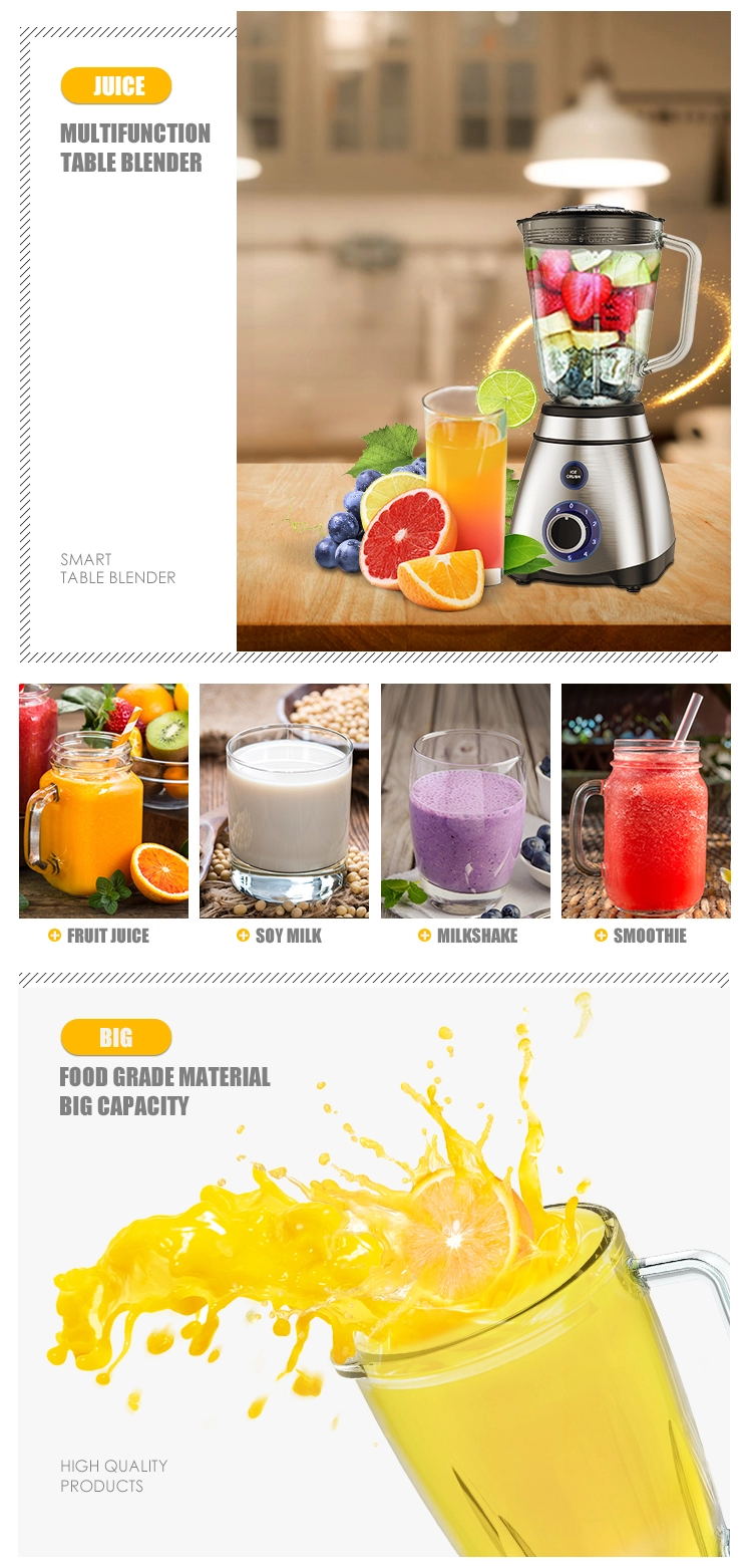 Multifunction blender display showing various food applications