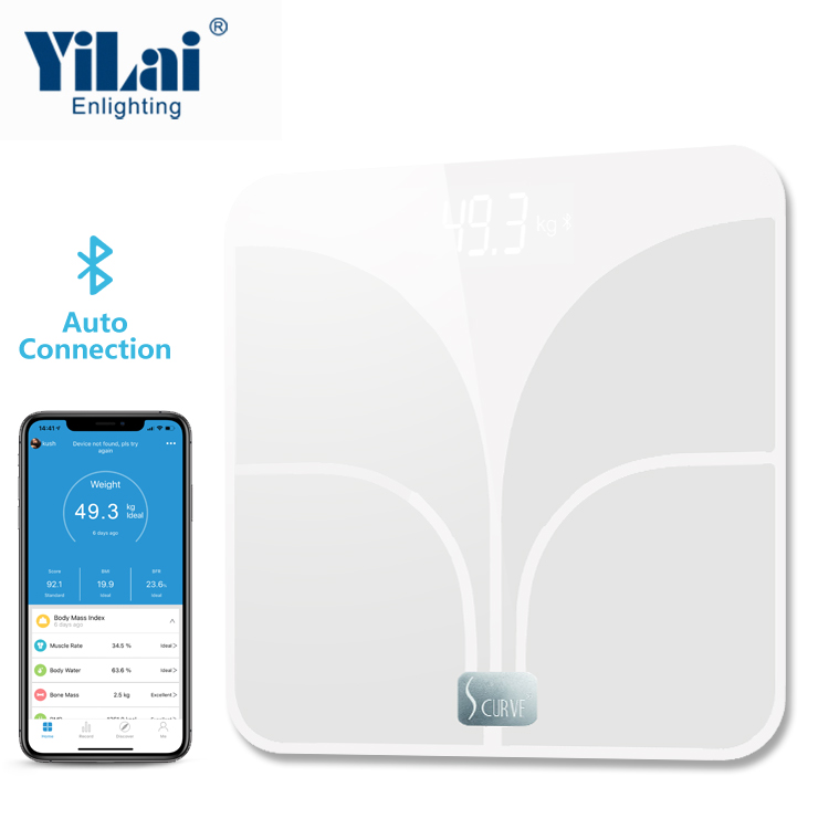 Smart scale with LED display ITO clear white glass bluetooth connection body fat scale - Image 2
