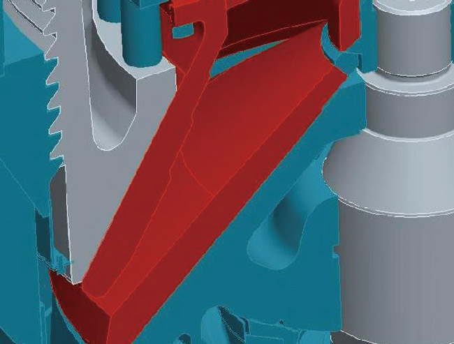 Sectional view of the SMH Series Cone Crusher internal mechanism