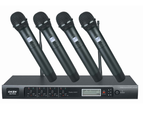 UHF Wireless Microphone System with Four Handheld Microphones