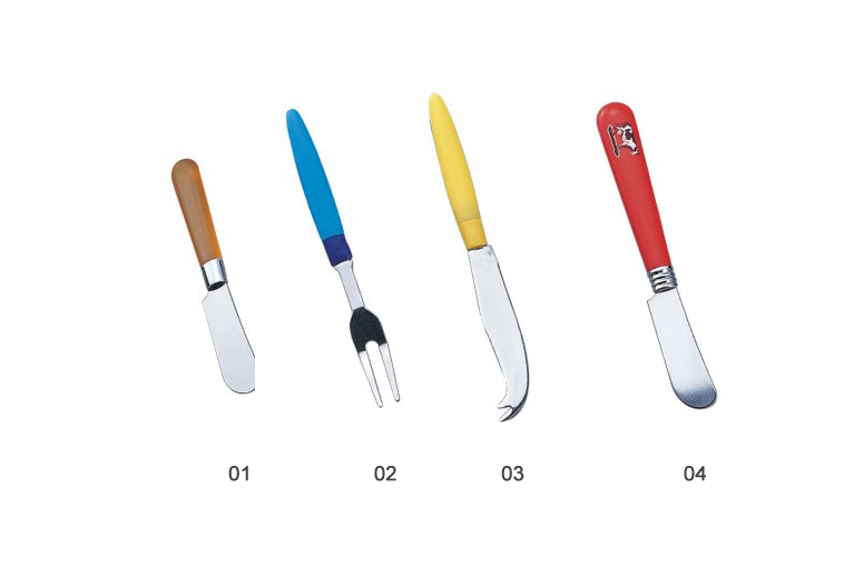 Cheese Knife Set with Stainless Steel Blades and Colored Handles