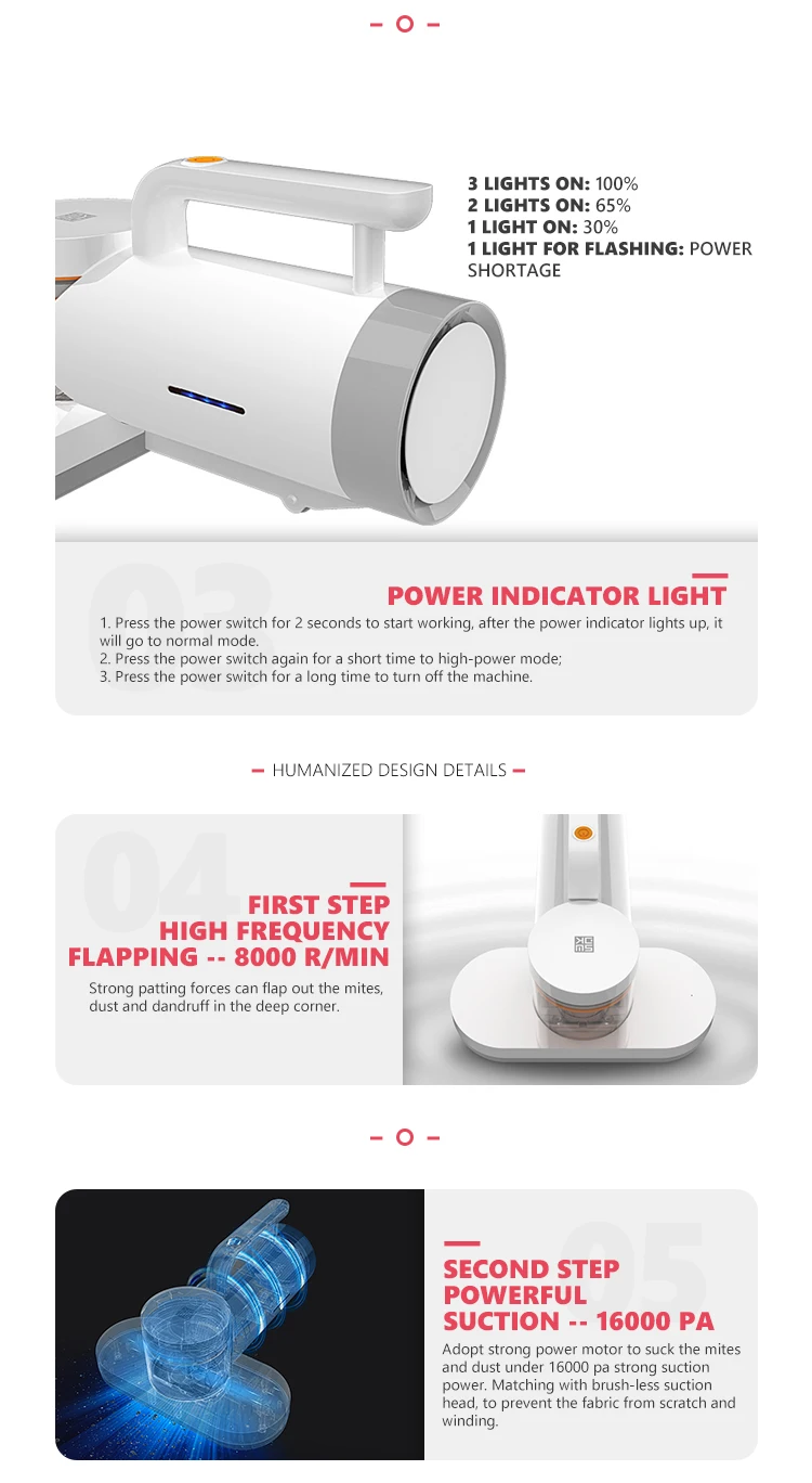 Power indicator and mechanical cleaning steps