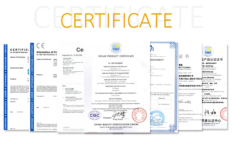 Collection of international quality certificates