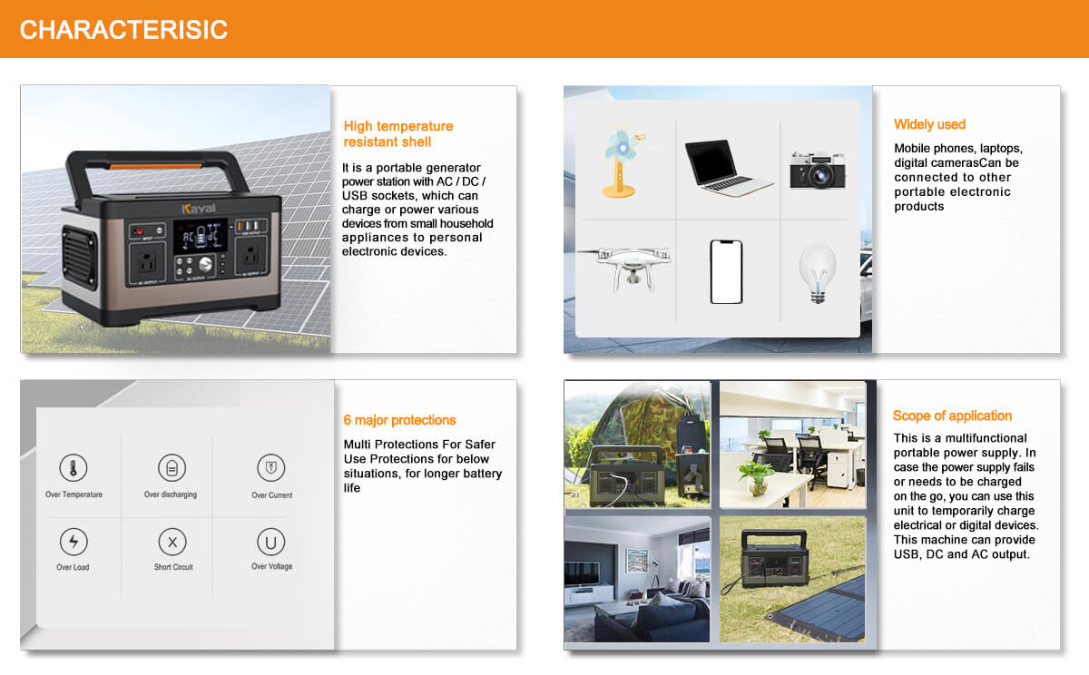 Safety and application diagram for the portable power station