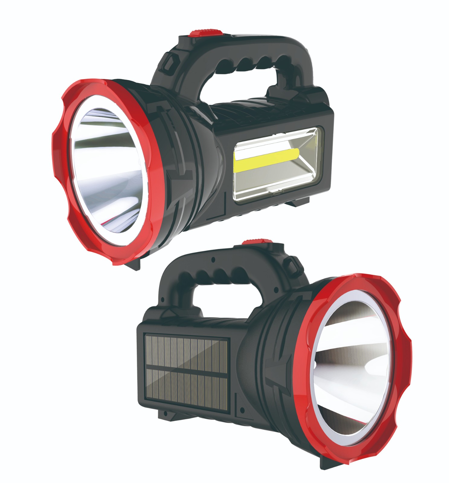 Solar Panel Led Portable Rechargeable Search Lamp With AC And COB Side Light - Image 2