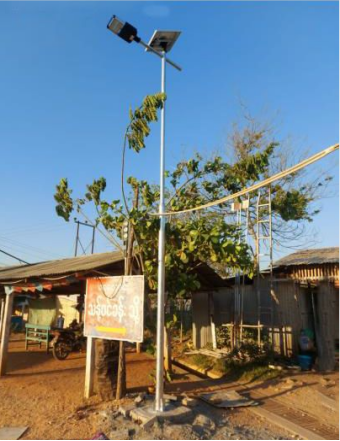Solar split street light installed on a post