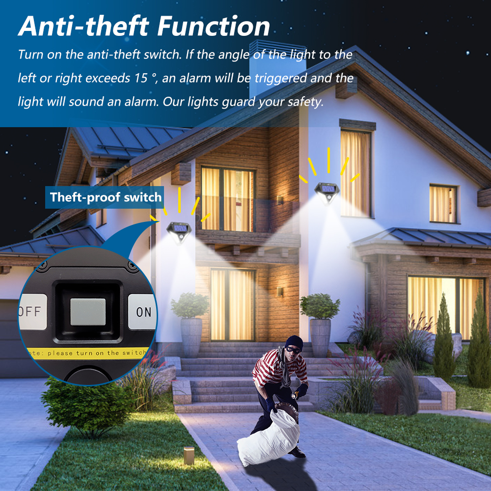 Diamond Solar Wall Lamp with Motion Sensor and Anti-Theft Alarm