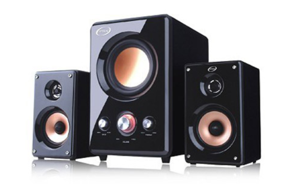 High-Gloss Black Speaker System with Subwoofer