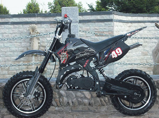Black Dirt Bike Motorcycle with Knobby Tires