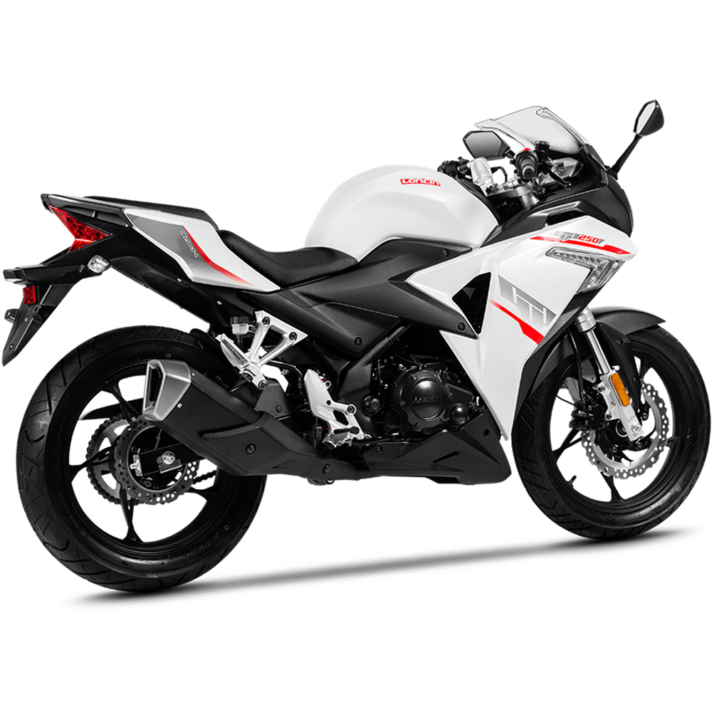 White and Black Sportbike with Red Accents