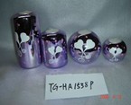 Decorative Purple Candle Holder Set with Floral Heart Design