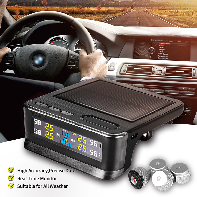 Wireless Solar Tire Pressure Monitoring System with Emergency Functions