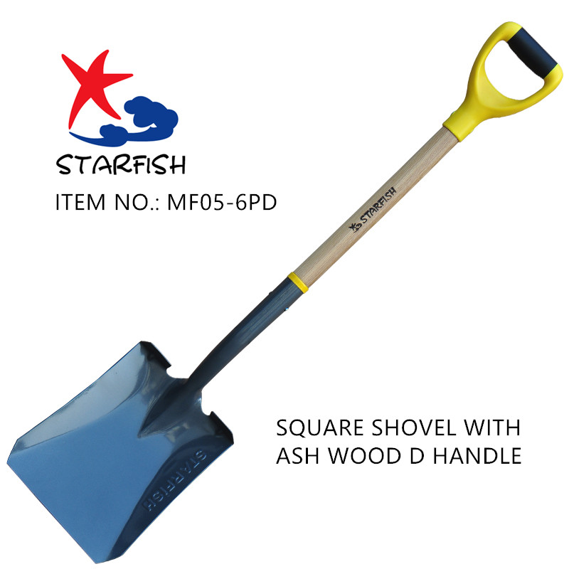 Square Shovel with Ash Wood D-Grip Handle