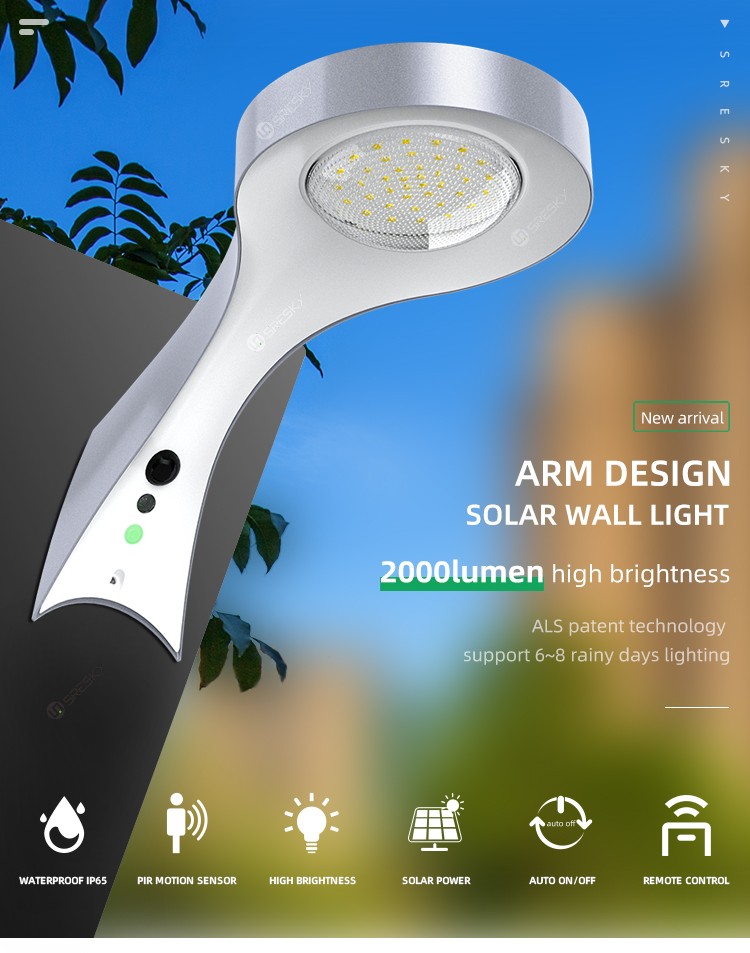 sresky new solar energy product tocano warm white led lamp decorative arm light - Image 2