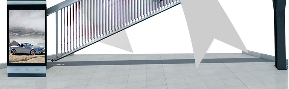 Advertising barrier gate installation in commercial lot