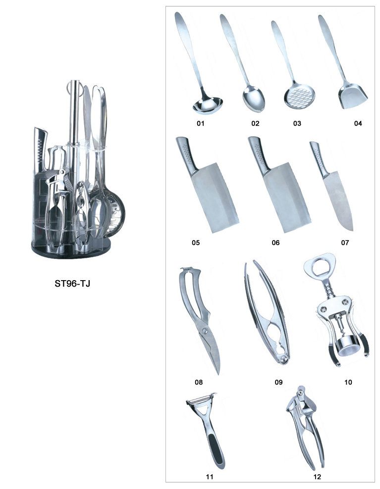 Stainless Steel Kitchen Utensil Set with Acrylic Stand