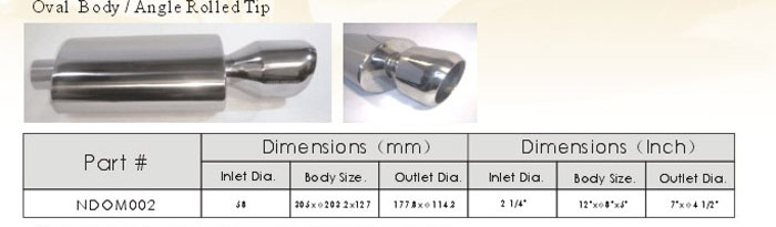 Stainless Steel Oval Exhaust Muffler