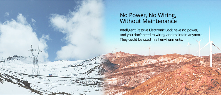 Infographic showing no power or wiring requirements for the electronic lock