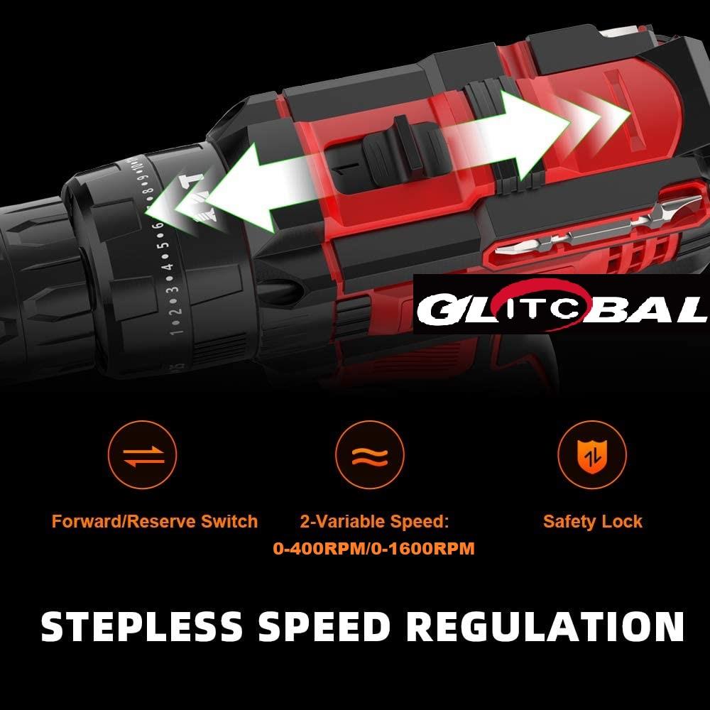 Close up of drill functionality and speed settings