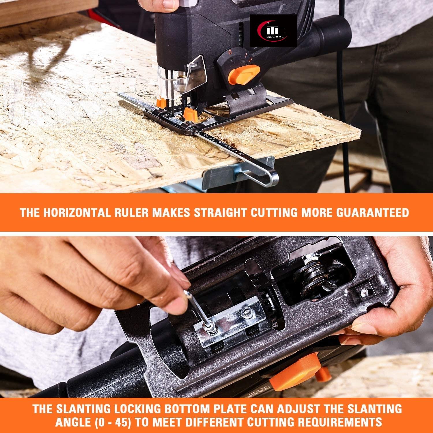 Jigsaw bevel adjustment and ruler detail