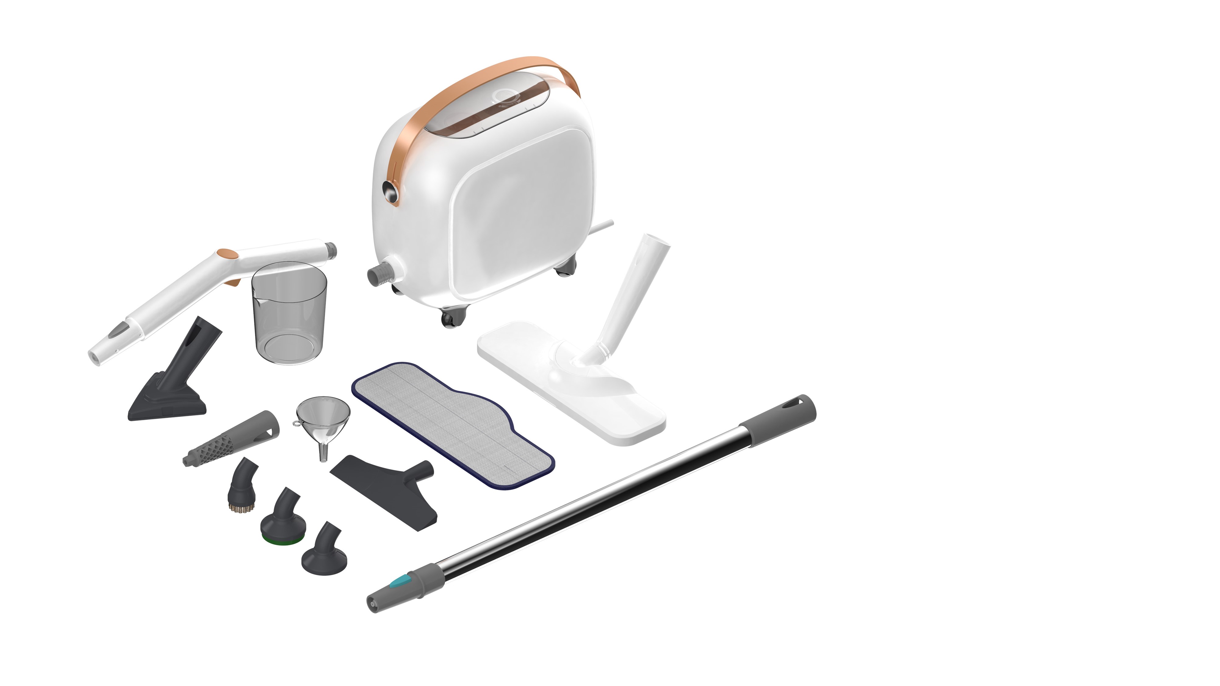 Versatile steam cleaner with various attachments and accessories