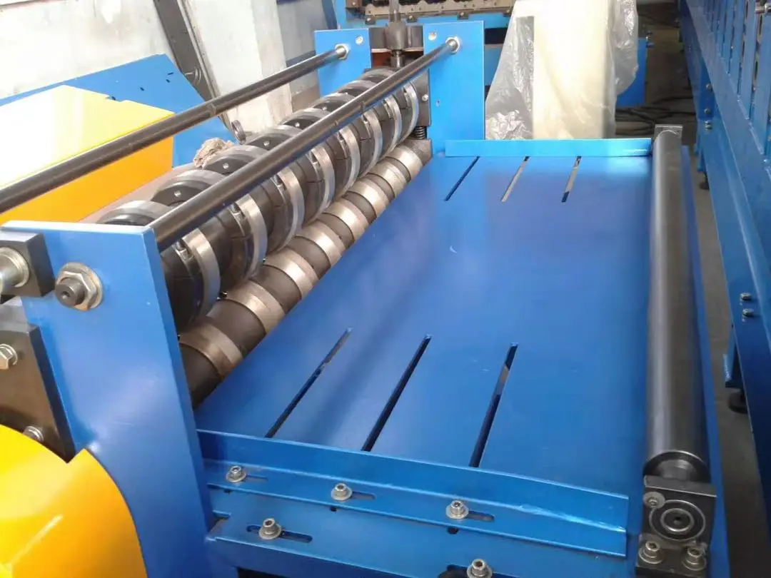 Close up of slitting blades on industrial machine