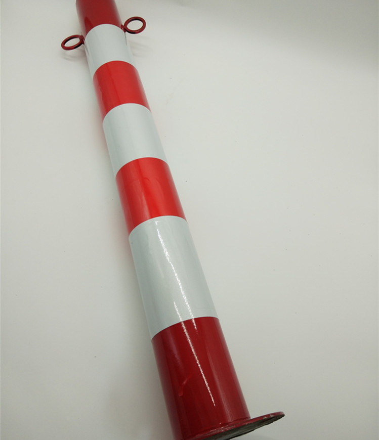 Steel warning column white and red guide traffic metal bollard - Image 3