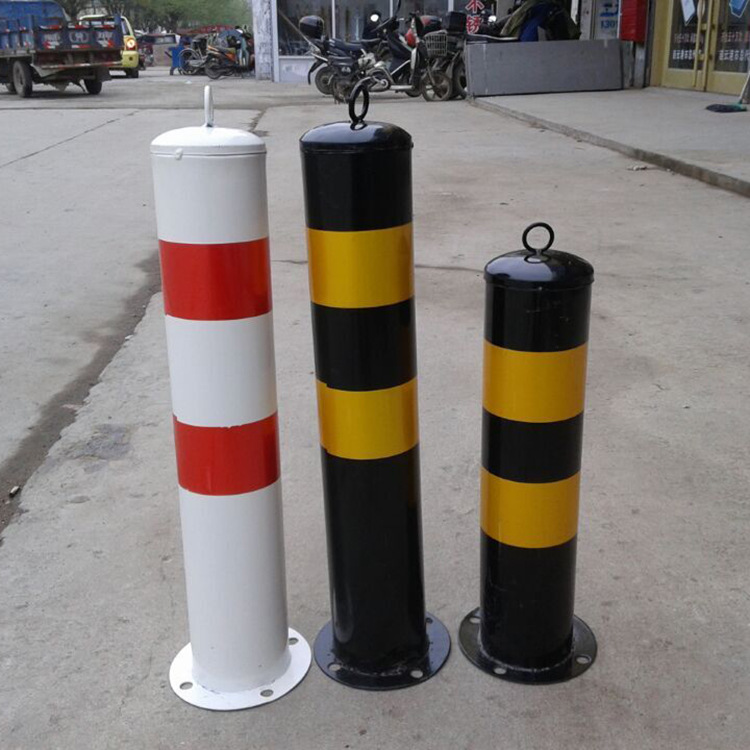 Steel warning column white and red guide traffic metal bollard - Image 2