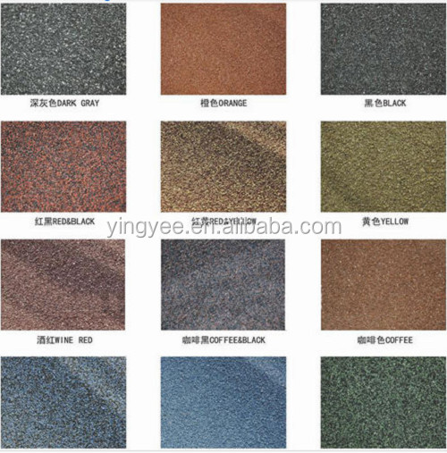Selection of color options for tile granules