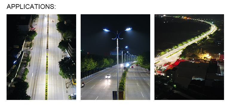 High-performance LED streetlight installed for outdoor illumination