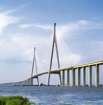 Cable-Stayed Bridge Over Waterway