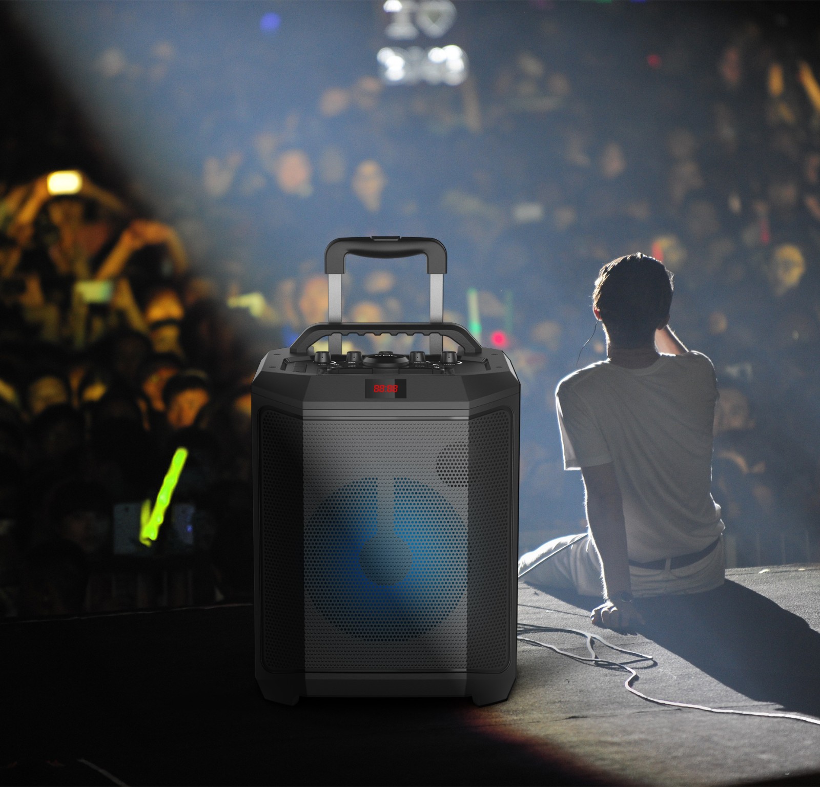 Subwoofer Speaker Karaoke Trolley Box Home Party Player Outdoor Portable Trolley Speaker - Image 2