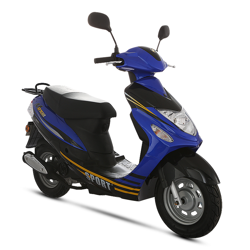 Blue and black sporty scooter
