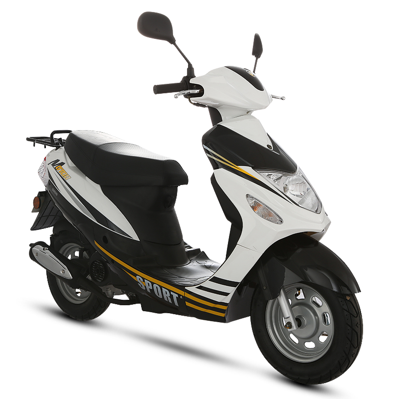 White and black sporty scooter