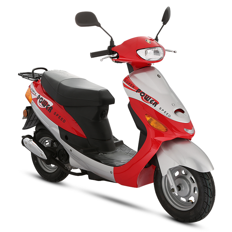 Red and silver sporty scooter view