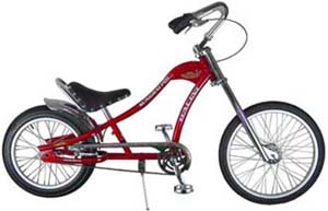 Red Chopper Bicycle with High-Rise Handlebar