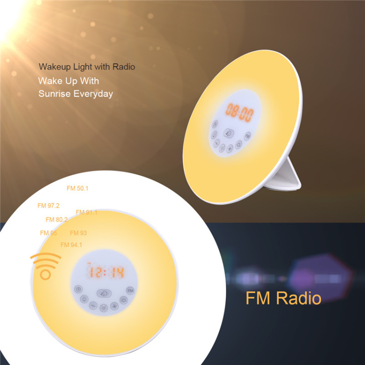 sunrise sunset 6 colors FM radio brightness control wake up alarm clock - Image 3
