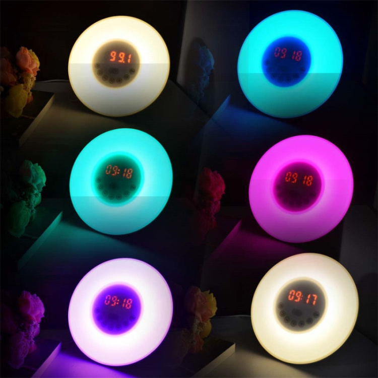 sunrise sunset 6 colors FM radio brightness control wake up alarm clock - Image 2